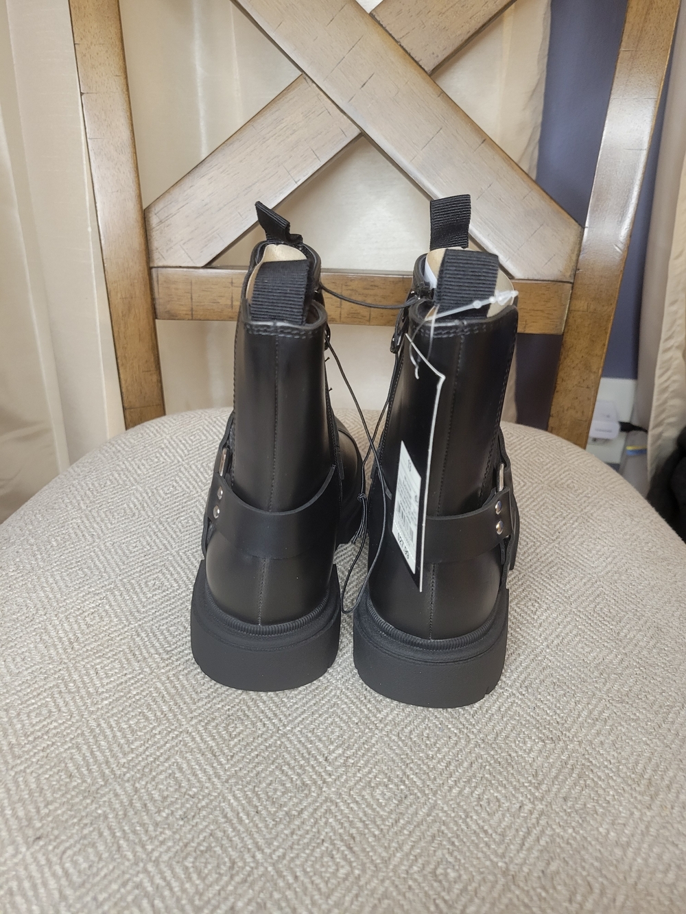 Kids Art Class Black Faux Leather Zip Chelsea Boots with Harness Detail - Picture 8 of 8